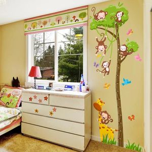 Fonds d'écran 3pcs Cartoon Tree Forest singe girafe haut autocollant pour enfants pour enfants décoratif mural mural décor de maison BM4099