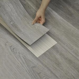 Wallpapers 5 Pcs Peel And Stick Floor Tiles Self-Adhesive Wall Wood Grain Stickers Anti-Slip Flooring 6'' X 36''