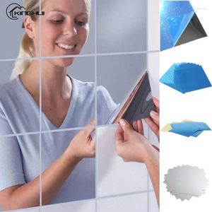 Fonds d'écran 9/16pcs miroir autocollant mural carré auto-adhésif carrelage en verre amovible salle de bain salon bricolage 3D décalque