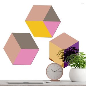 Papeles pintados Hoja de espejo acrílico Hojas adhesivas Etiqueta de pared hexagonal Dibujos animados Diseño de ahorro de espacio Decoración para vestirse
