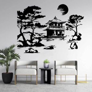 Fonds d'écran Asie Japon Culture Nature Pagode Bâtiment Arbre Vinyle Sticker Mural Maison De Thé Man Cave Maison Chambre Décor Decal Unique Cadeau R18 230505