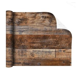 Fonds d'écran Brown Wood Peel et bâton auto-adhésif papier peint Plank Wall Stickers for Countertop Cabinet Staging Dather Door Decor