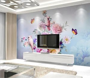 Fonds d'écran Cjsir Custom Retro Rose Flow Perrot Mural Wallpaper Po Wall Painting Living Room Bathroom Sticker TV Background Decor