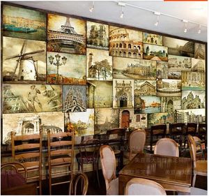 Fondos de pantalla Personalizado 3 D Mural Europa y los Estados Unidos Retro Nostalgia Fondo Papel tapiz KTV Bar Restaurante Café
