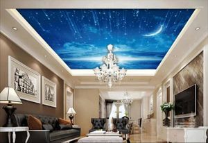 Fonds d'écran personnalisé 3D papier peint pour plafond étoile lune peintures murales salon chambre rouleaux de papier