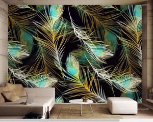 Fondos de pantalla Personalizado Pluma abstracta Moderno Papel tapiz 3D Sala de estar TV Pared Dormitorio Papeles Decoración para el hogar Bar Restaurante Mural