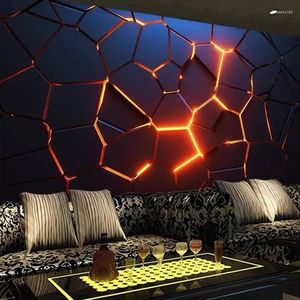 Fonds d'écran Personnalisé Géométrique Hexagone Po KTV Pour Salon TV Fond Mur Art 3D Mural Papier Peint Chambre Décoration