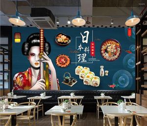 Fondos de pantalla Personalizado Cocina Japonesa Sushi Damas Catering Po Wallpaper 3D Mural Decoración para el hogar Papel de pared Restaurante El Mejora