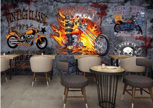Fonds d'écran Murale personnalisée 3D PO Fond d'écran Motorcycle vintage Dorpainting Picture Mural mural pour les murs de salon 3 D