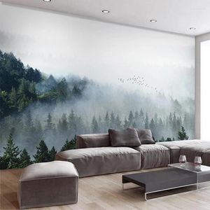 Fonds d'écran Papier peint mural personnalisé 3D Nuage Foggy Forest Nature Paysage Peinture murale Salon Étude Fond Papel De Parede 3 D