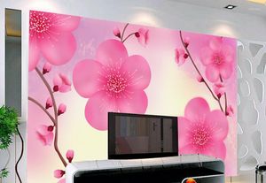 Papiers peints personnalisés Papel DE Parede 3 D rose pêche Floral papier peint pour le salon chambre TV réglage mur étanche