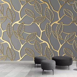 Fondos de pantalla Custom Po Wallpaper para paredes 3D estereoscópico Golden Tree Leaves Sala de estar TV Fondo Mural de pared Papel creativo 3DWallpapers