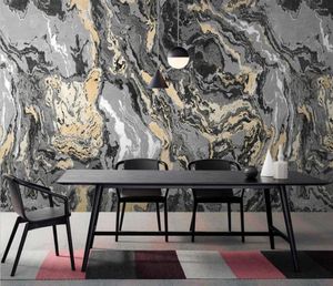 Fonds d'écran Custom vintage Black Marble Po Wallpaper 3d Mural Dining Room Decoration Sofa Living Fteledp Papel de Parede