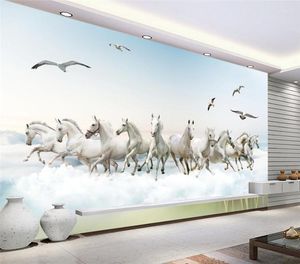 Fonds d'écran Papier Peint Personnalisé Salon Chambre Murale En Trois Dimensions Super HD Cheval TV Mur Fond 3d