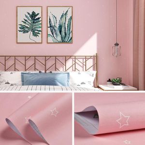 Fondos de pantalla Cute Pink Star Wallpaper Baby Girl Boy Room Decor 3d Autoadhesivo Negro Blanco Estrellas PVC Papeles de pared para niños Dormitorio QZ167
