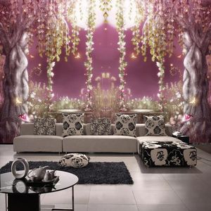 Fonds d'écran Diantu style européen conte de fées forêt romantique clair de lune 3D papier peint mural salon lit mariage TV canapé fond