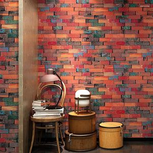 Fonds d'écran Grain Wood Vintage Brick Wallpaper Roll Chinois Style El Restaurant Clothing Store Boître en bois PVC PAPIER 3D