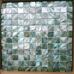 Papeles pintados, azulejo de mosaico de nácar verde para decoración del hogar, carcasa de pared contra salpicaduras, Chips de 25x25mm, 2 metros cuadrados/lote