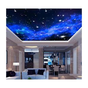 Fondos de pantalla Interior Techo 3D Vía Láctea Estrellas Pared Ering Custom P O Mural Wallpaper Sala de estar Dormitorio Sofá Fondo Drop Delive Dh8Ra