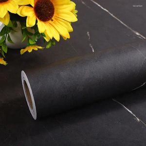 Fonds d'écran Matte Black Marble Sticker Wallpaper Auto-Adhesive Kitchen Apreinte à l'huile Table à manger Table