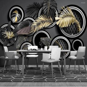 Fondos de pantalla Milofi personalizado moderno minimalista 3D estéreo planta hojas fondo de arce papel tapiz mural