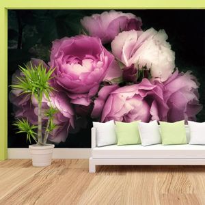 Fonds d'écran Moderne 3d Nature Rouge Rose Papiers Peints Décor À La Maison Floral Stripe Pour Salon Auto-Adhésif 3 D Contact Murs Peintures Murales