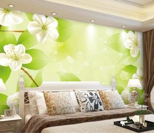 Fonds d'écran Moderne Personnalisé 3D Papier peint Feuille verte Fond minimaliste européen Peinture murale pour salon