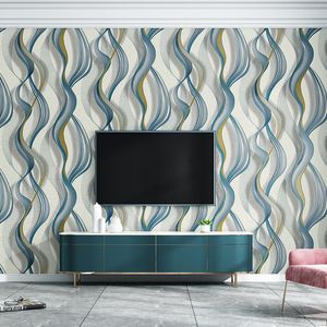 Papeles pintados minimalista moderno a rayas de piel de venado terciopelo Tv fondo papel tapiz 3D en relieve de alta gama no tejido dormitorio sala de estar