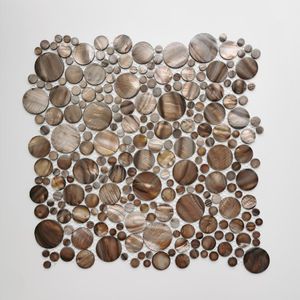 Fonds d'écran Multi Cercles Shell Mosaïque Teint Couleur Gris Carrelage D'eau Douce Pour Salle De Bains Mur Dosseret Décoration