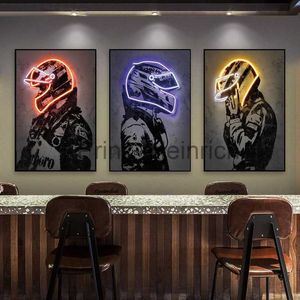 Fondos de pantalla Neon Effects Motorcycle Racer Canvas Painting Poster Print Vintage Fashion Wall Art Motorcycle Enthusiast Home Decor Gift J230704
