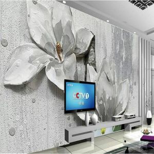 Fondos de pantalla Orchid Relief Wall Background Home Improvement Decor 3D Wallpaper para paredes Mural decorativo