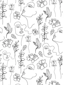 Fonds d'écran Peel et Stick Papier peint abstrait Art féminin Feuilles de fleurs gris clair Papier de contact amovible pour les décorations de salle de bain à domicile