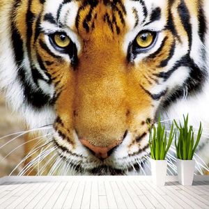 Fondos de pantalla Personalización personalizada Moderno Simple Animal Tiger Po Mural Wallpaper Classic Sala de estar Estudio Decoración para el hogar Papeles de pared 3 D