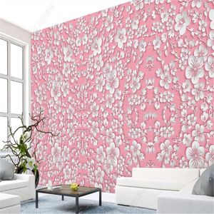 Fonds d'écran rose romantique pour chambre d'enfant en trois dimensions petite fleur princesse fond papier peint chambre murale