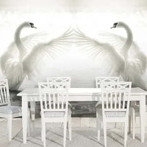 Fondos de pantalla Romántico 3D Blanco Swan Lake Naturaleza Paisaje Mural Wallpaper Moderno Simple Sala de estar Dormitorio Decoración Papel de Parede