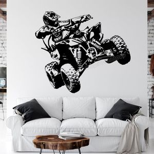 Fonds d'écran Vinyle Sticker Atv Quad Vélo Quadrocycle ATV Course Moteur Quatre Roues Vélo Racing Rider Stickers Muraux pour Garçons Chambre Décor C479 230505