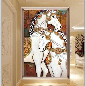 Fondos de pantalla Wellyu Custom Wallpaper 3D PO Murales Pintura al óleo europea Pareja de lujo Entrada de caballo Papel de parede