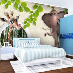 Fondos de pantalla Wellyu Personalizado Gran Mural Papel tapiz 3D Dibujos animados Animal Sala de estar Decoración moderna para niños