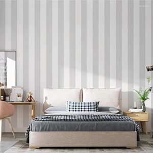 Fonds d'écran Wellyu Modern Feature Bref Stripes verticales Couvre-murs à rayures murales Papier PVC pour décoration de maison Gris noir