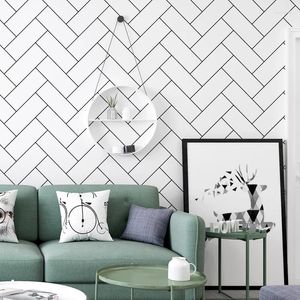 Fonds d'écran Wellyurustic Modern Brief Faux Bricks Mural Roll PVC Nordic Industrial Loft Paper Paper blanc Couleur étanche lavable