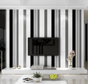 Fondos de pantalla White Black Grey Wallpaper Wallpaper Modern Vertical Stripes Papel de pared TV Bondazing Room Covering Mural para niña Boy Bed6727932