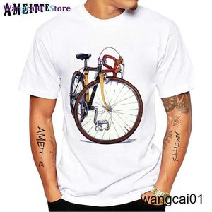 wangcai01 DIY T-Shirt Fixed Gear Bicyc Cyclist Peinture T-Shirt New Summer Men Short Seve Road Bike Sport Lover White Casual Boy Tees Vintage Tops 0315H23