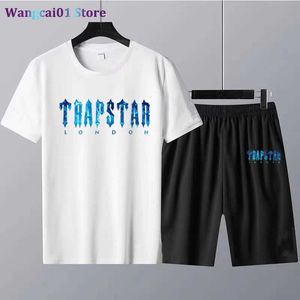 wangcai01 Chándales de hombre Trapstar Camiseta y pantalones cortos Conjunto Marca de lujo Algodón Camiseta de hombre Estampado Traje de 2 piezas Chándal de mujer Envío gratis 0315H23