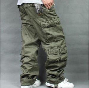 Chaud polaire doublure Cargo pantalon pour hommes décontracté coton ample Baggy droit pantalon poche Hip Hop Streetwear Joggers pantalon grande taille 40