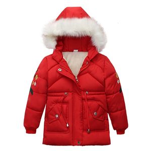 Chaqueta de invierno para niña con Cuello de piel gruesa y cálida, ropa de abrigo para niños, abrigos a prueba de viento para bebés y niñas de 2 a 6 años