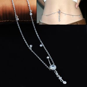 Wasit Bell Chain Crystal Body Jewelry Stainless Steel Rhinestone Navel & Bell Button Piercing Dangle Rings For Women Gift