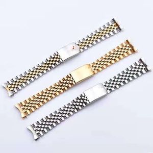 Correas de reloj 19 20 21 mm Dos tonos Hueco Extremo curvo Tornillo sólido Enlaces Banda de repuesto Estilo antiguo VINTAGE Jubilee Pulsera para Datejust