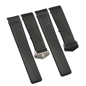 Correas de reloj 22mm 24mm banda de ventilación negra para TAG CARRERA caucho de silicona correa impermeable pulsera cinturón Hele22