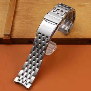 Bracelets de montre 22mm 24mm Bracelet de montre en acier inoxydable de haute qualité pour bracelet Breitling Bracelet pour hommes Bouton-poussoir Logo de fermoir caché sur