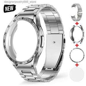 Samsung Galaxy Watch 6 Classic 43mm 47mm Stainless Steel Band, TPU Case, Bezel Protective Glass Film [4-in-1]